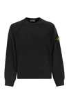 Stone Island Crew Neck Sweatshirt In Organic Brushed Cotton In Black