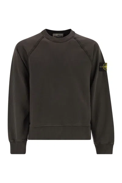 Stone Island Oversized Crew Neck Sweatshirt With Raglan Sleeves In Gray