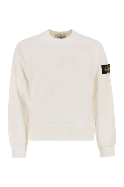 Stone Island Oversized Crew Neck Sweatshirt With Raglan Sleeves In Neutral