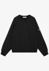 Stone Island Oversized Fit Crewneck Sweatshirt In Brushed Organic Cotton Fleece Clothing In Black