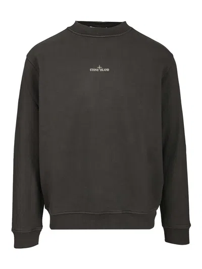 Stone Island Oversized Crewneck Sweatshirt In Burgundy