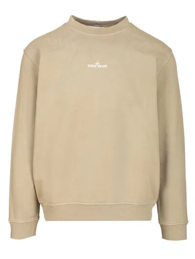 STONE ISLAND OVERSIZED CREWNECK SWEATSHIRT SWEATSHIRTS BEIGE