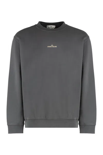 Stone Island Oversized Crewneck Sweatshirt With Print In Black