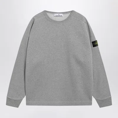 Stone Island Oversized Crewneck Sweatshirt With Raglan Sleeves In Melange Cotton In Grey In Gray