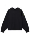 Stone Island Oversized Fit Crewneck Sweatshirt In Brushed Organic Cotton Fleece Clothing In Black