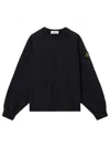 Stone Island Oversized Fit Crewneck Sweatshirt In Brushed Organic Cotton Fleece Clothing In Black