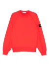 Stone Island Oversized Fit Crewneck Sweatshirt In Brushed Organic Cotton Fleece Clothing In Red