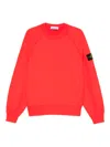 Stone Island Oversized Fit Crewneck Sweatshirt In Brushed Organic Cotton Fleece Clothing In Red