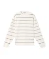 Stone Island Oversized Fit Crewneck Sweatshirt With Stripes And Lettering In Ivory