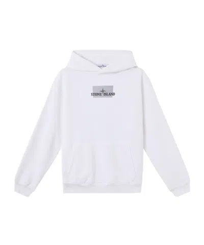 Stone Island Logo-print Hoodie In White
