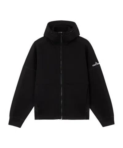 Stone Island Oversized-fit Hooded Sweatshirt With Zip Pockets In Black