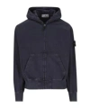 Stone Island Oversized Fit Hooded Zip-up Sweatshirt In Blue