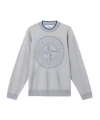Stone Island Oversized Fit Mock Neck Jumper With Two-toone Yarn In Cornflower Blue