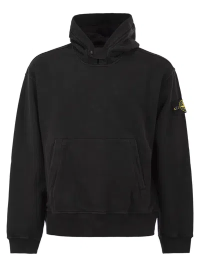 Stone Island Oversized Hoodie With Raglan Sleeves In Black