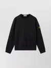 Stone Island Oversized Ribbed Hoodie With Drawstring In Black