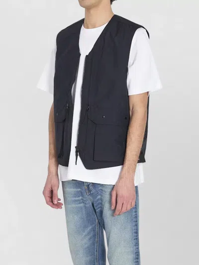 Stone Island Technical Vest With Double-slider Zip In Blue