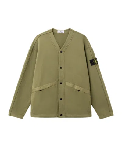 Stone Island Oversized-fit Cardigan Sweatshirt With Pockets In Green