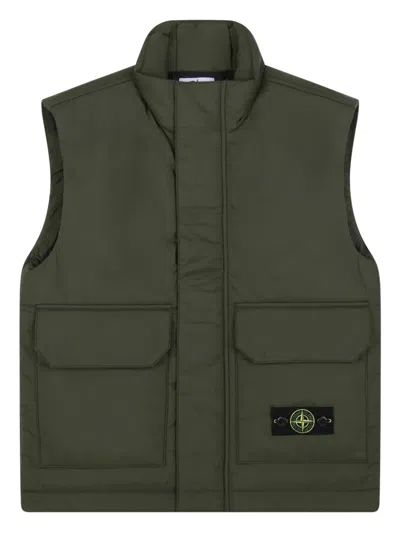 Stone Island Kids' Padded Bellows-pocket Waistcoat In Green