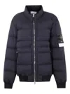 Stone Island Quilted High Collar Bomber Jacket In Blue