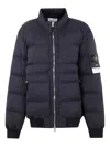 Stone Island Black Padded Bomber Jacket In Blue