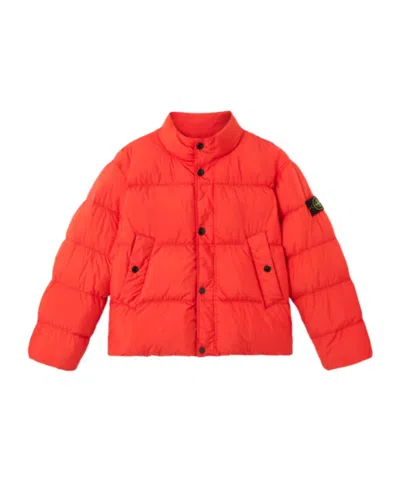 Stone Island Padded Bomber Jacket In Orange