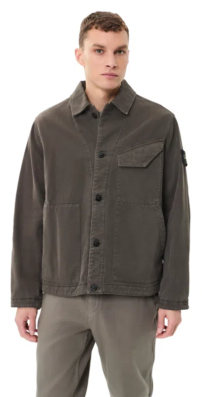 Stone Island Padded Canvas Coach Jacket Coal Grey In Brown