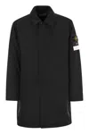 Stone Island Padded Car Coat With Anti-drip And Snap Pockets In Black