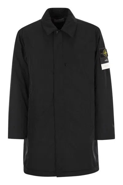 Stone Island Padded Car Coat With Anti-drip And Snap Pockets In Black