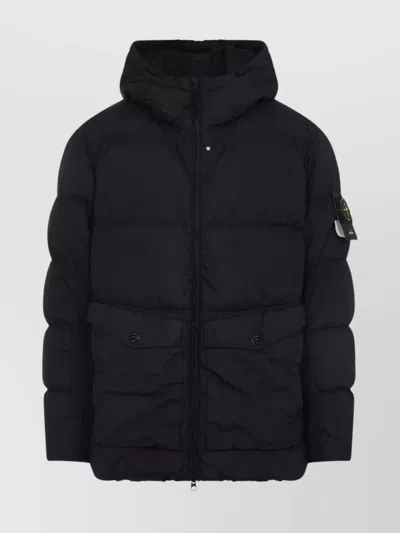 Stone Island Padded Design Outerwear Coat In Black