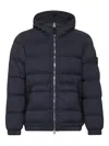 Stone Island Drop-proof Down Jacket With Hood In Blue