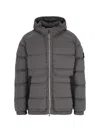 Stone Island Short Hooded Down Jacket In Gray
