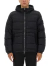 Stone Island Quilted Hooded Jacket Elasticated Cuffs In Blue