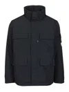 Stone Island Padded Field Jacket With Anti-drip And Snap Pockets In Black