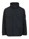 Stone Island Padded Field Jacket With Anti-drip And Snap Pockets In Black
