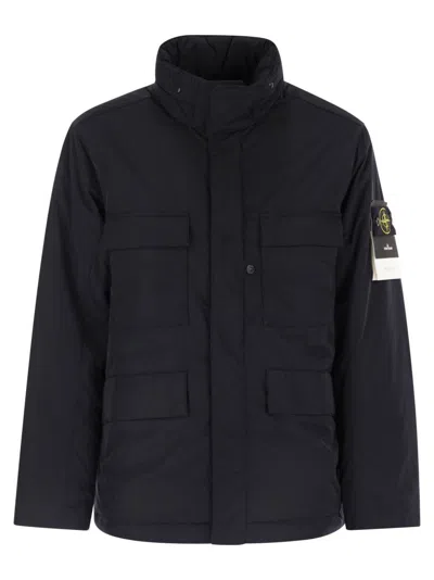 Stone Island Padded Field Jacket With Anti-drip In Blue