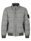 Stone Island Padded Grey Coat With High Collar And Fitted Silhouette In Gray