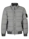 Stone Island Padded Grey Coat With High Collar And Fitted Silhouette In Gray