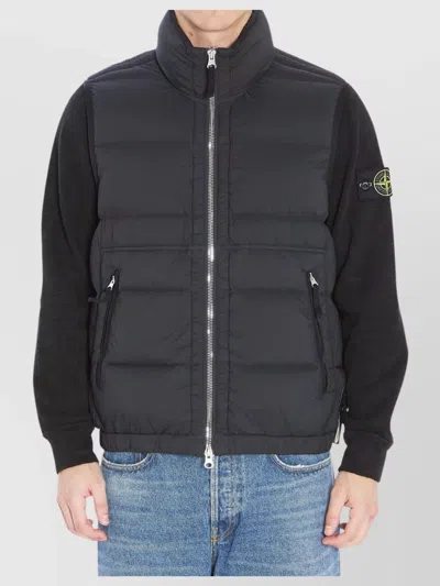 Stone Island Padded High Collar Puffer Vest In Black