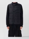 Stone Island Padded High Neck Vest With Front Pocket In Blue