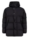 Stone Island Quilted Short Parka With Hood And Button Closures