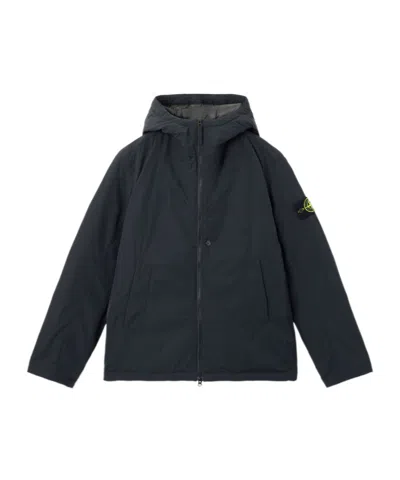 Stone Island Long Sleeve Hooded Quilted Jacket In Black