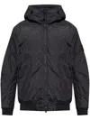 Stone Island Compass-badge Hooded Windbreaker In Blue