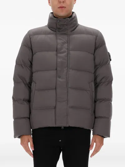 Stone Island Down Jacket With Anti-drop And Ribbed Internal Cuffs In Purple