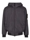 Stone Island Mens Dark Blue Crinkle Logo-patch Padded Shell Jacket In Black