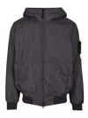 Stone Island Mens Dark Blue Crinkle Logo-patch Padded Shell Jacket In Black