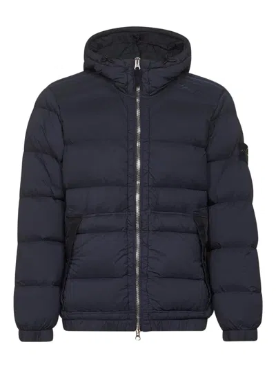 Stone Island Padded Jacket With Double Slider Zipper In Blue