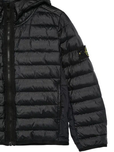 Stone Island Kids' Padded Jacket With Hood In Black