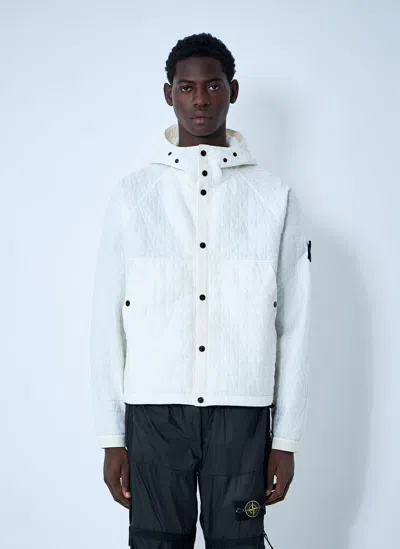 Stone Island Padded Logo Motif Hooded Jacket In White
