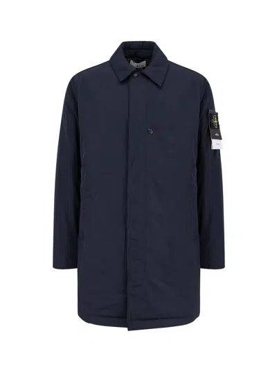 Stone Island Cappotto In Nylon Imbottito In Blue