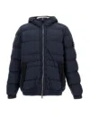 Stone Island Midnight Blue Stretch Nylon Down Jacket In Blue